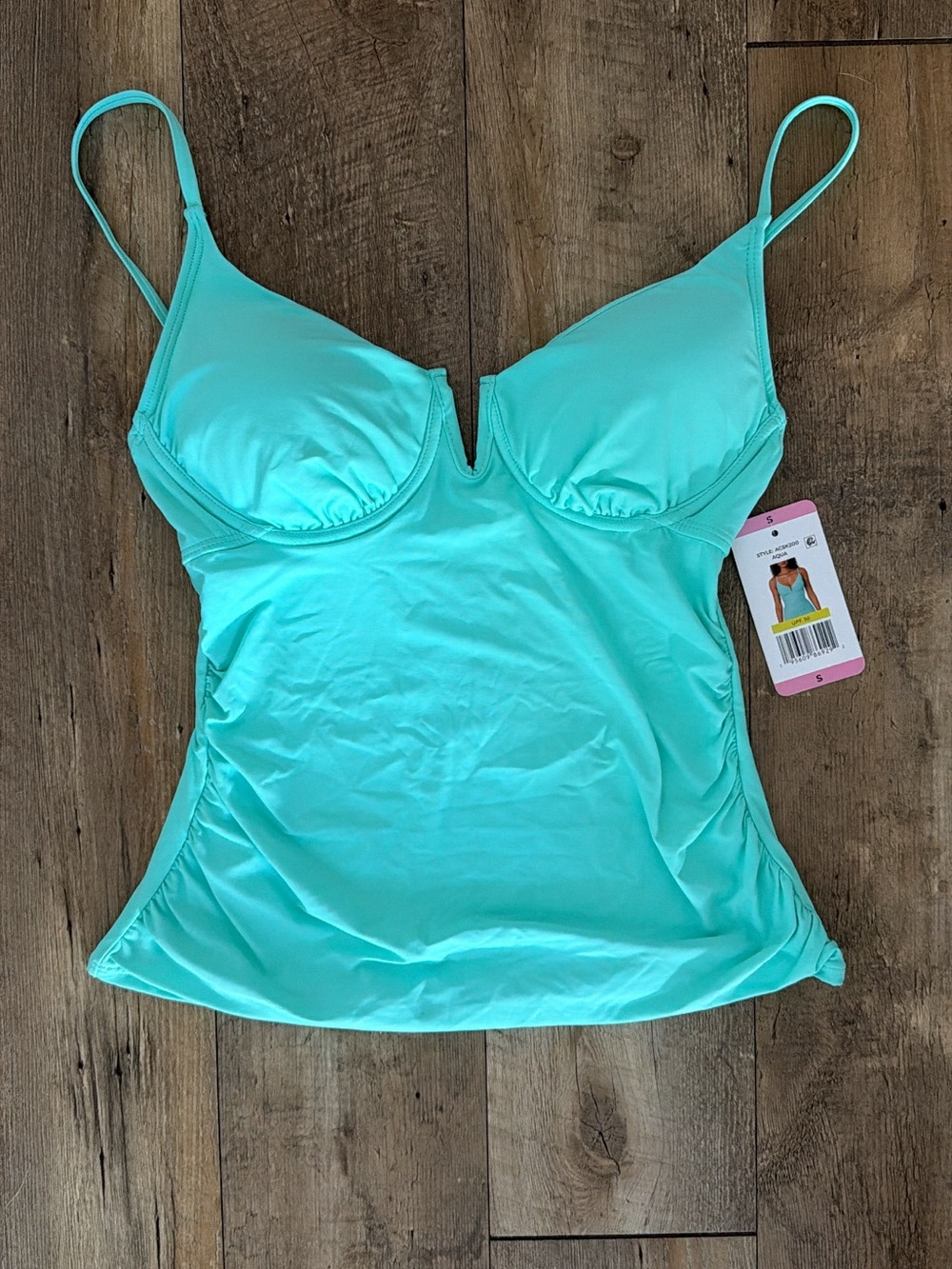 Anne Cole Aqua V-Wire Tankini Swim Top - Size Small